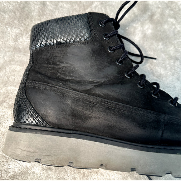 Timberland Black Nubuck Leather Snakeskin Accent Sensorflex Boots Womens 7.5 - Picture 10 of 11